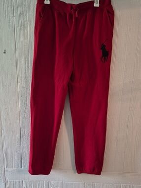 Polo by Ralph Lauren Red Kids' Jogger Sweatpants with Black Polo Logo
